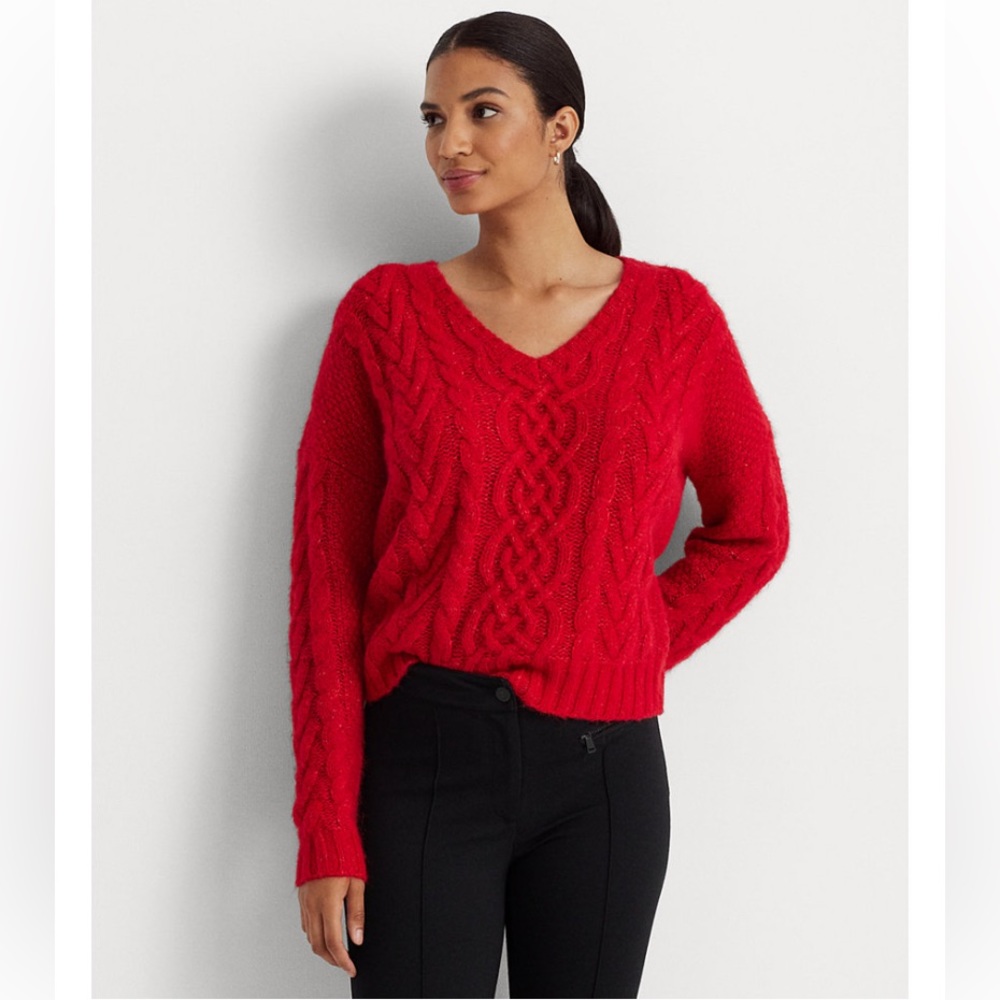 Lauren Ralph Lauren
Women's Sequined Wool-Blend Aran-Knit Sweater